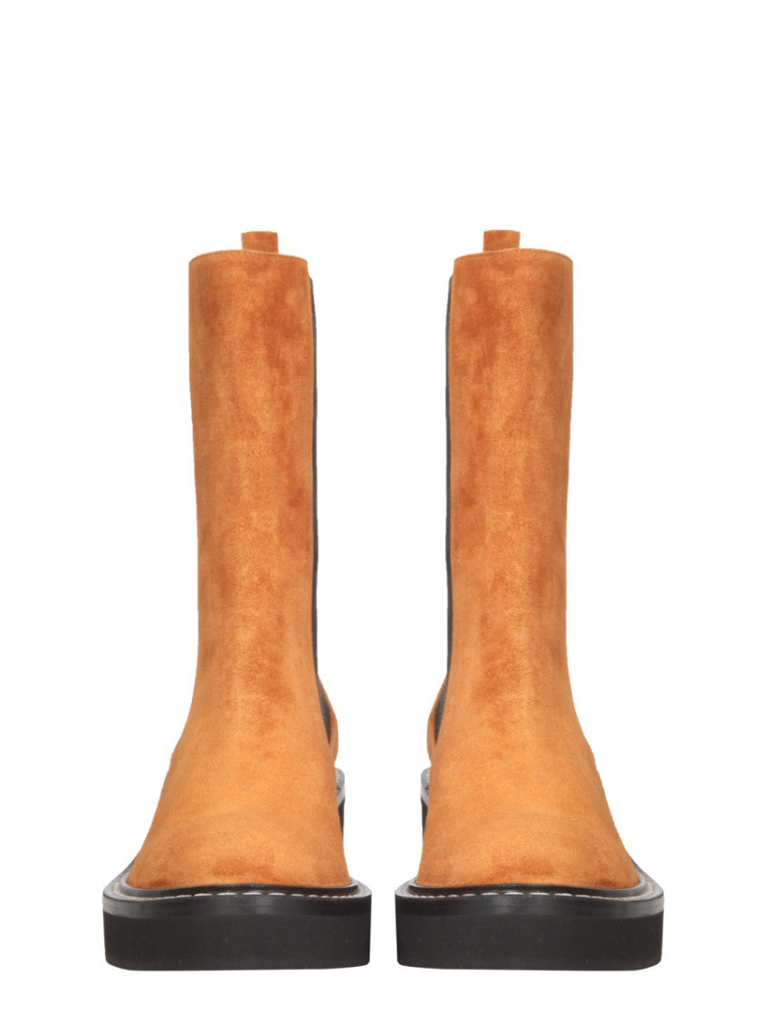 Light Brown Solid Round Toe Boots 2