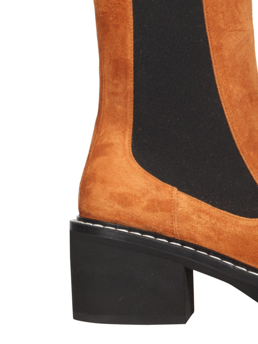 Light Brown Solid Round Toe Boots 3