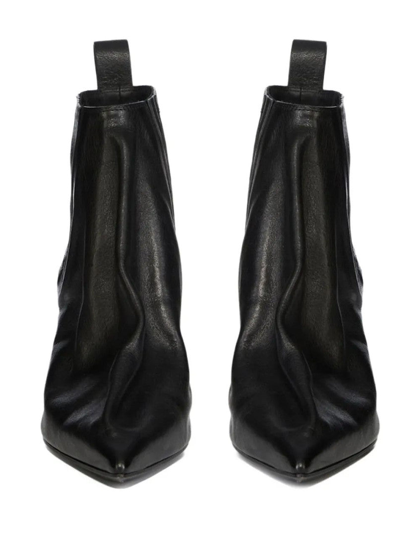 Black Solid Pointed Toe Boots 4