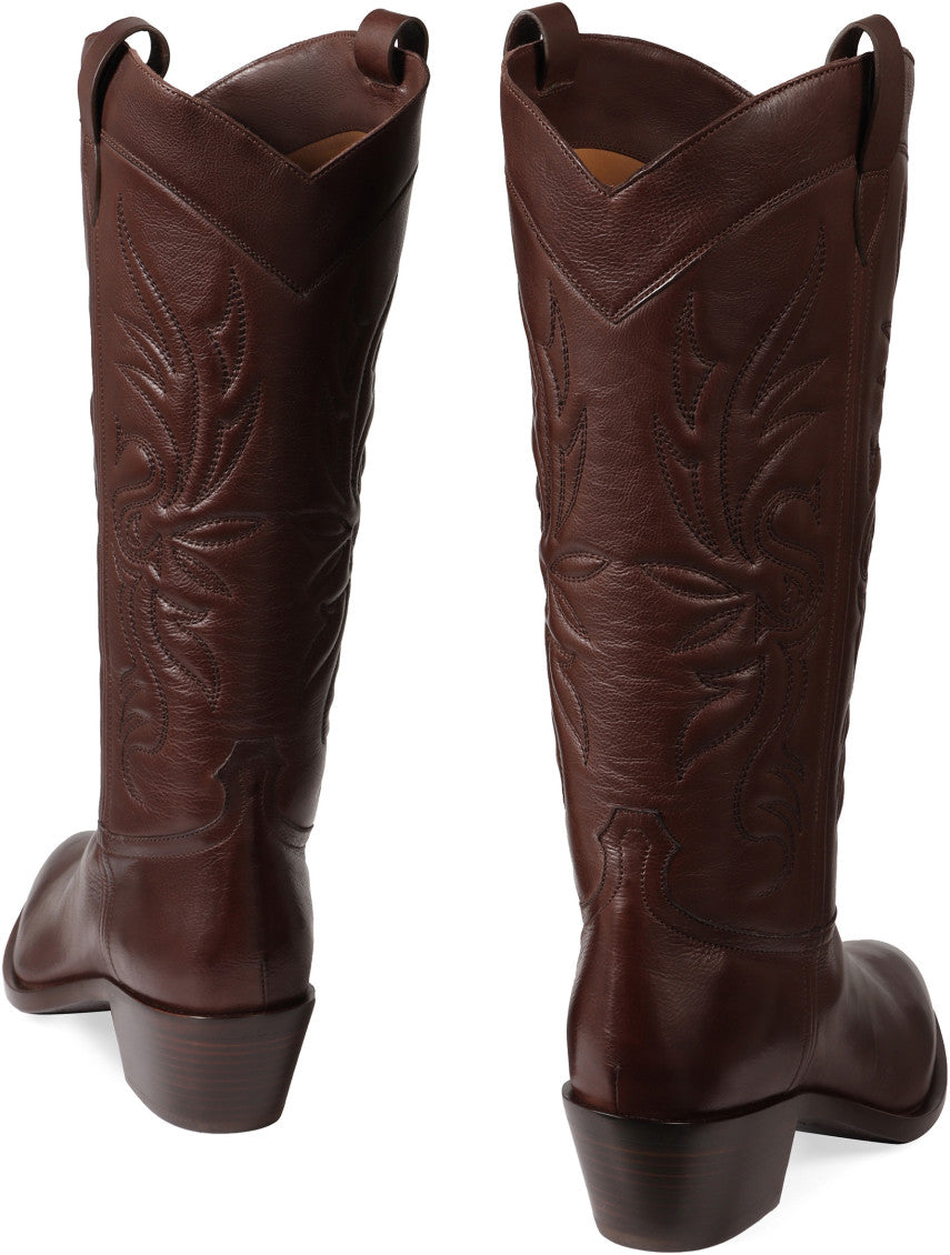 Brown Embroidered Boots 4