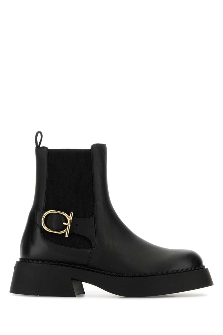 Black Solid Slip On Boots 1