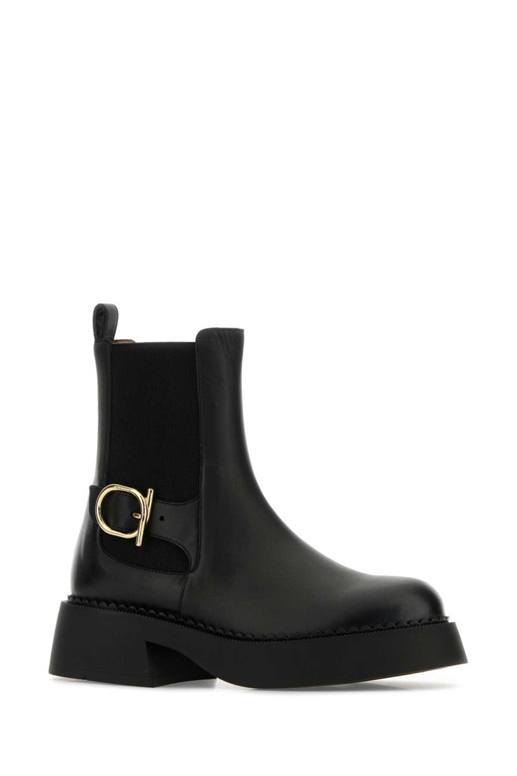 Black Solid Slip On Boots 2