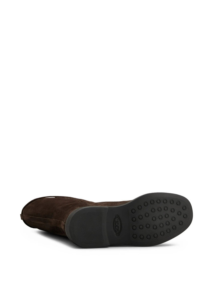Dark Brown Logo Suede Boots 4