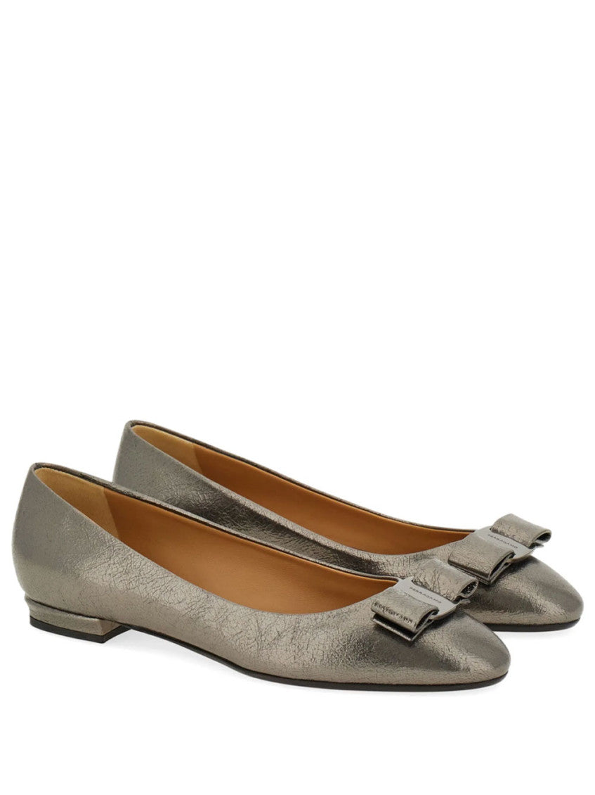 Grey Leather Ballet Flats 2