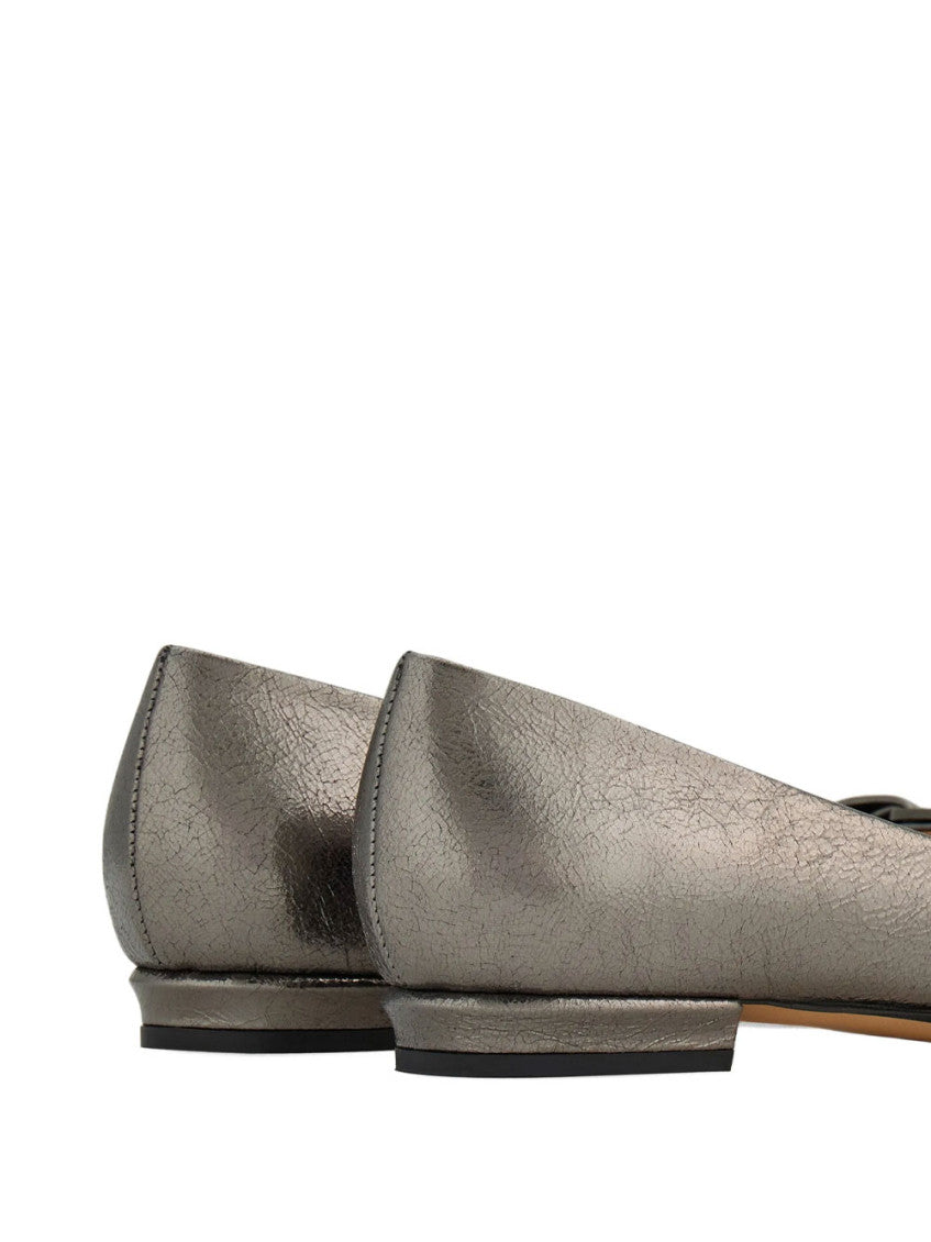 Grey Leather Ballet Flats 3