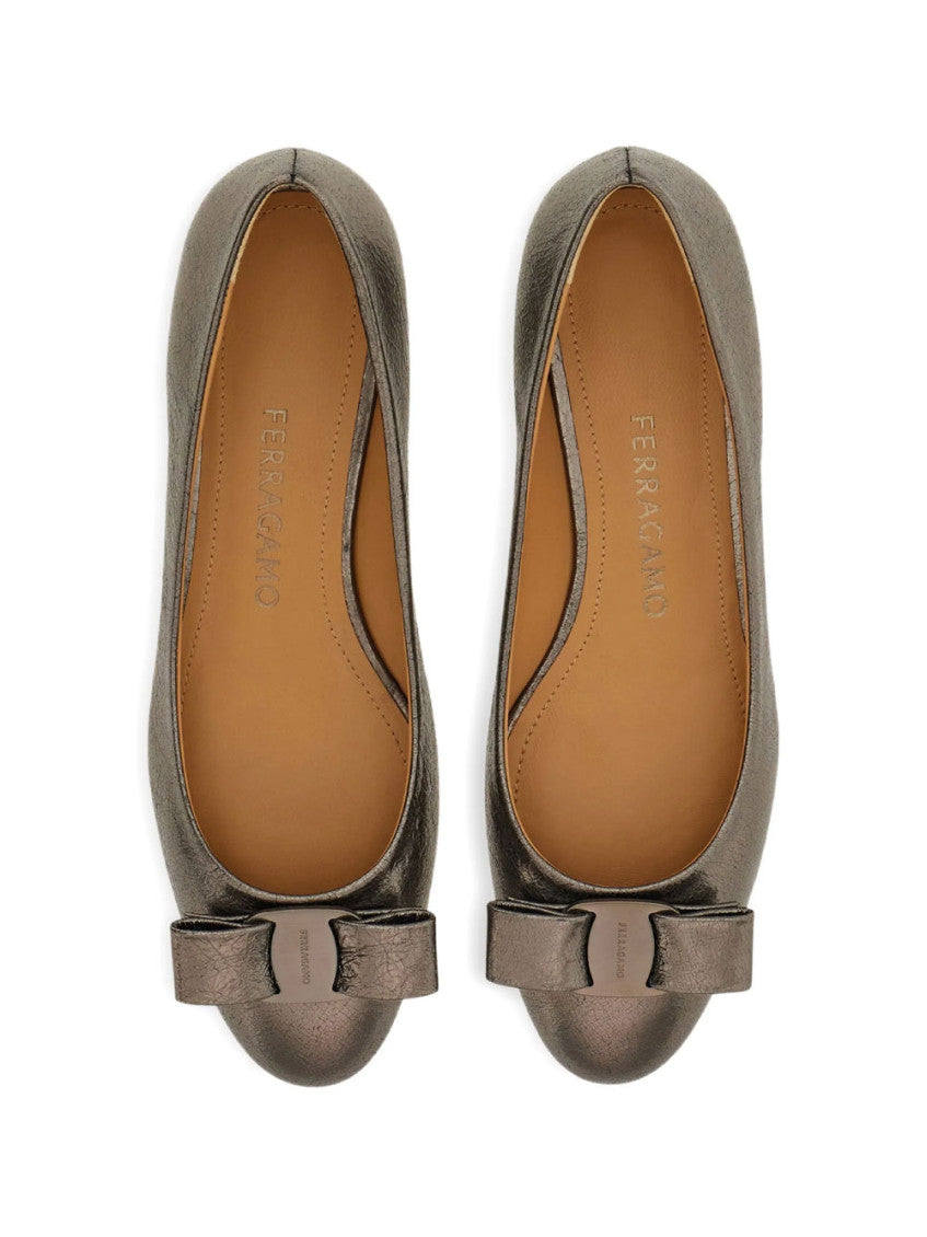 Grey Leather Ballet Flats 4