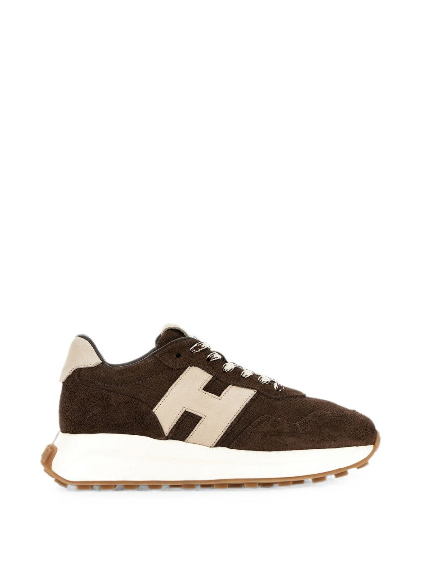 Brown H641 Leather Sneakers 1