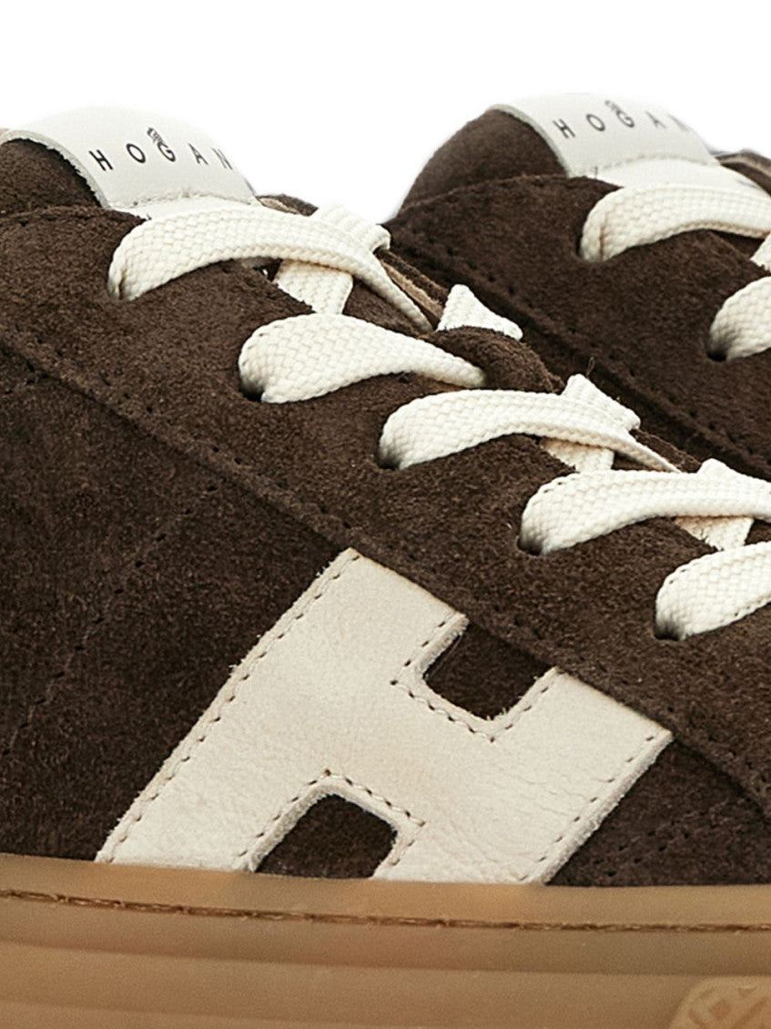 Brown H705 leather sneakers 4
