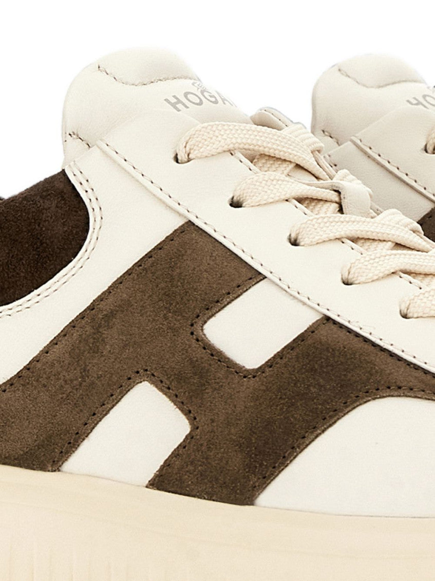 White H-Stripes Leather Sneakers 5