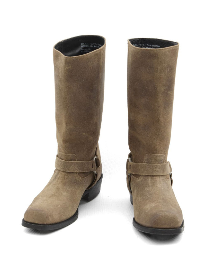 Beige Biker leather boots 2