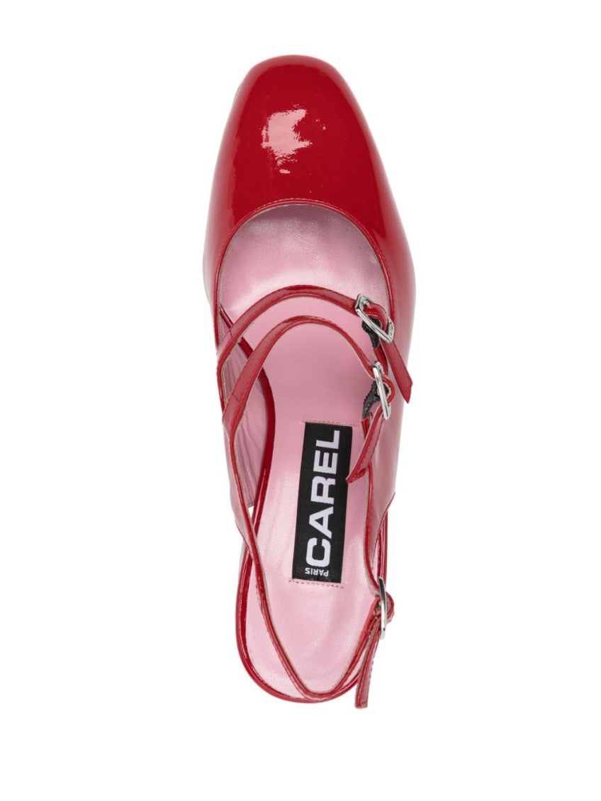 Red Leather Slingback Pumps 4