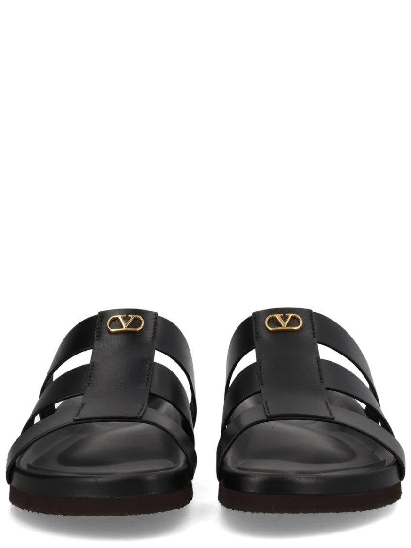 Black Logo Sandals 3