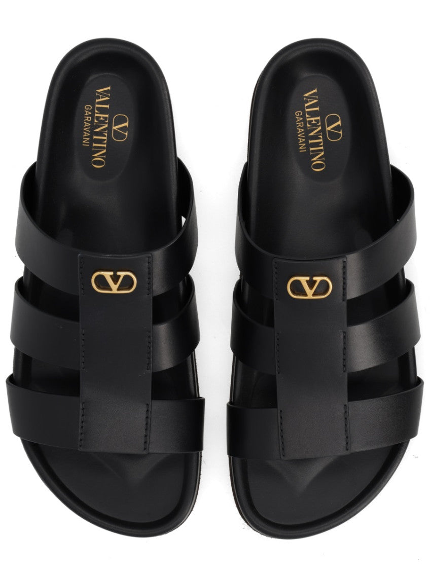 Black Logo Sandals 5