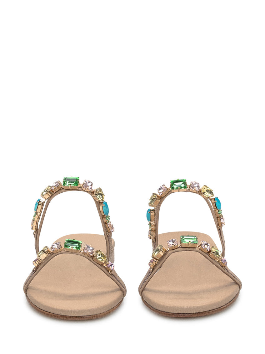 Beige Embellished Sandals 2