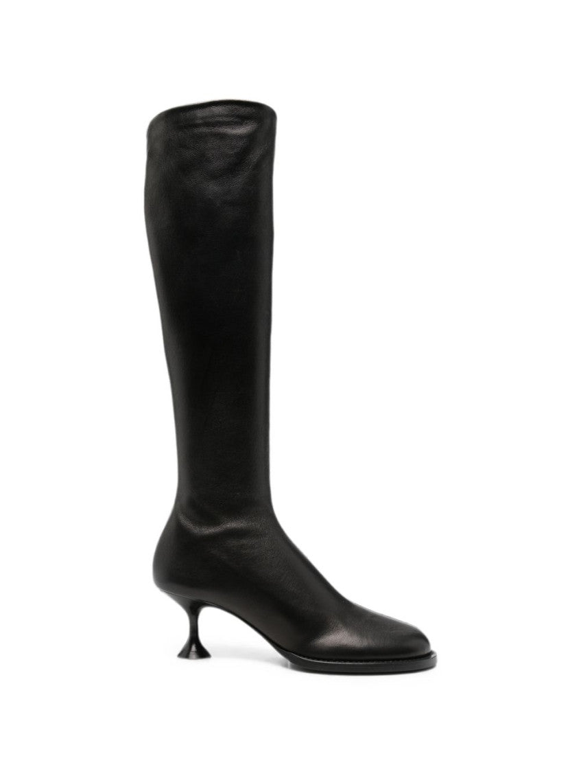 Black Leather Heel Boots 1