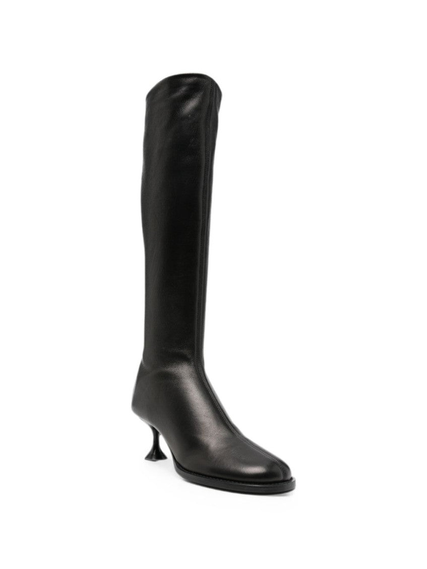 Black Leather Heel Boots 2
