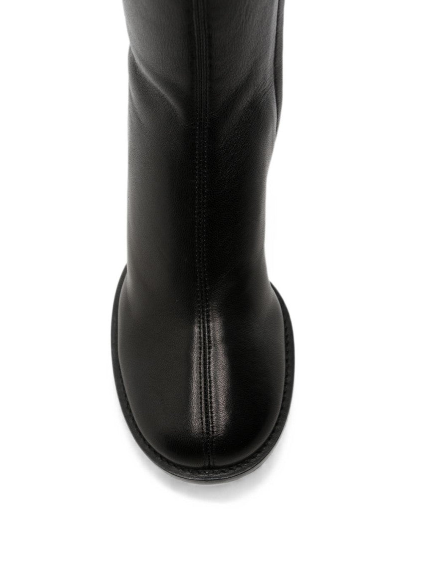 Black Leather Heel Boots 3