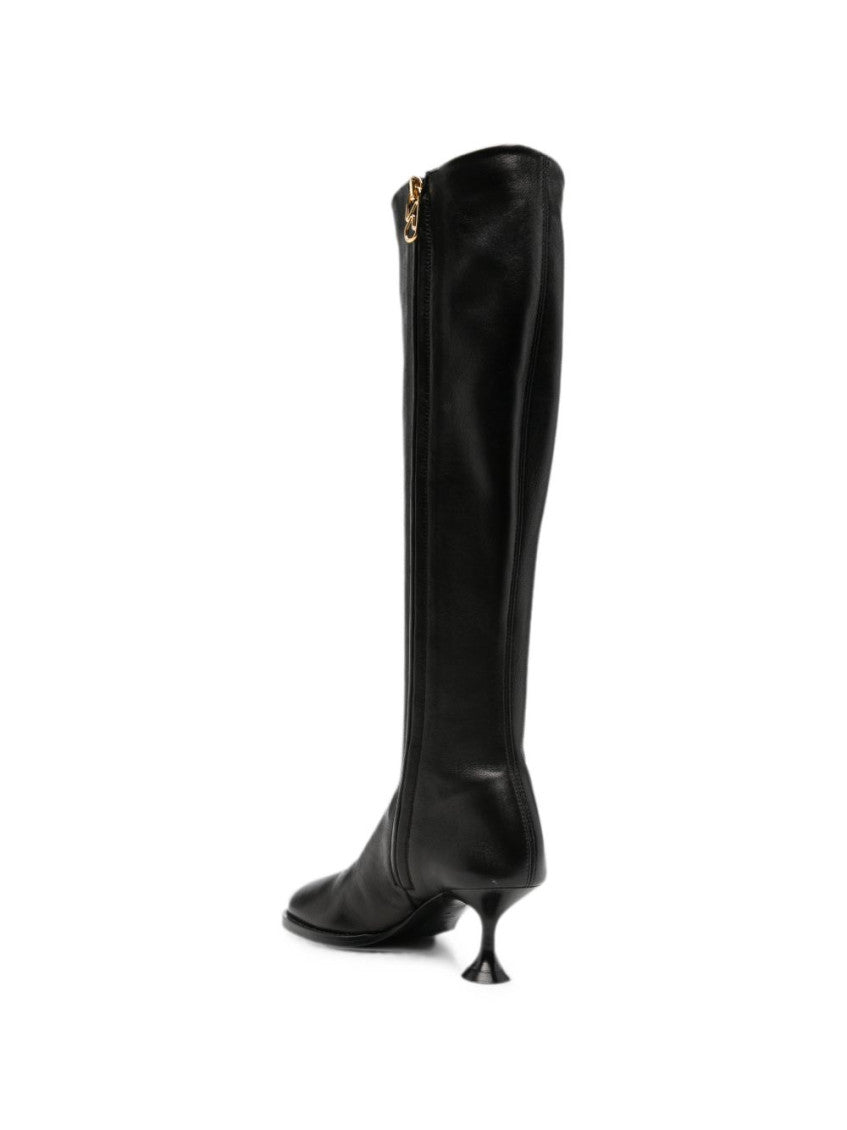 Black Leather Heel Boots 4