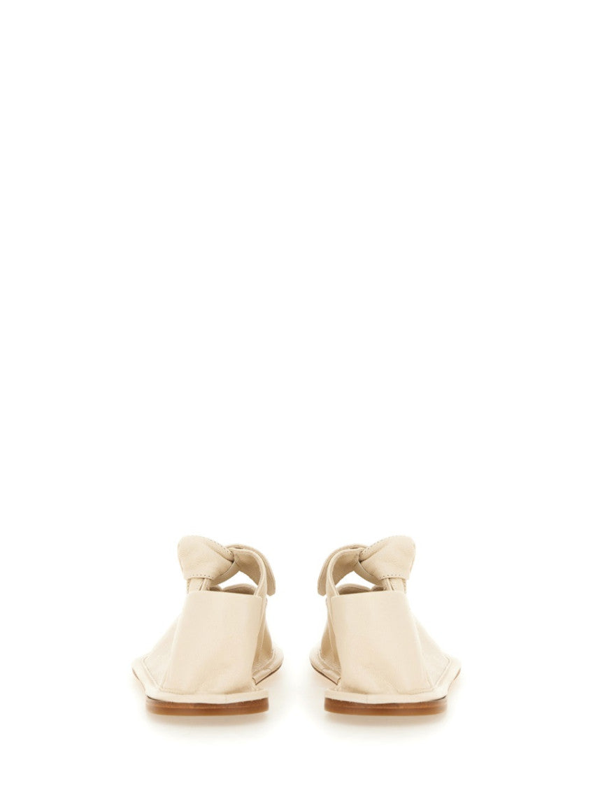Off White Leather Ballet Flats 5