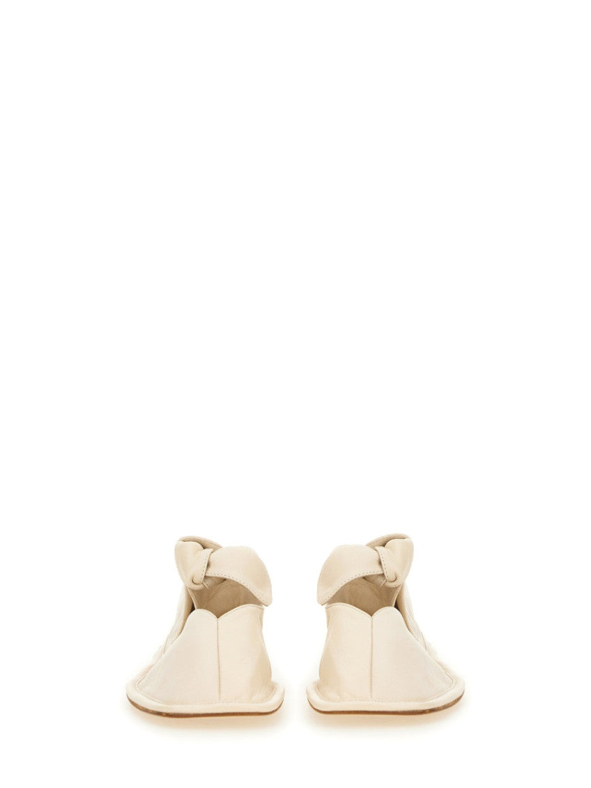 Off White Leather Ballet Flats 6
