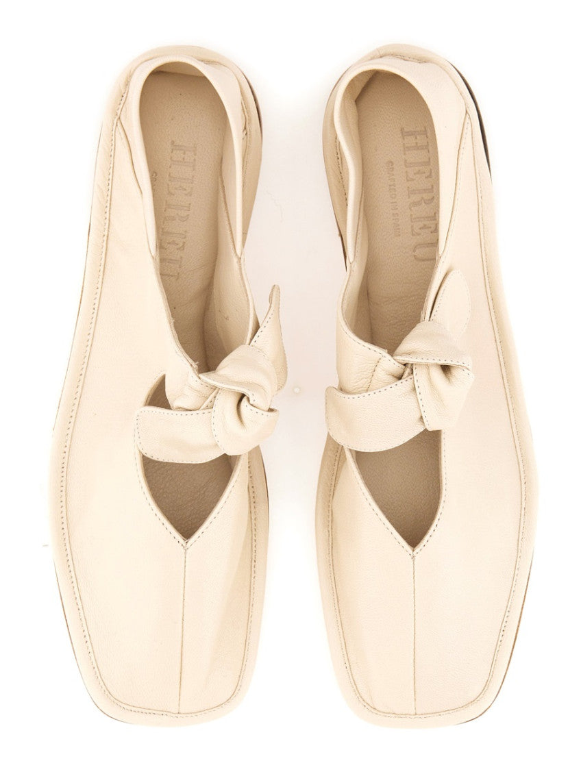 Off White Leather Ballet Flats 8