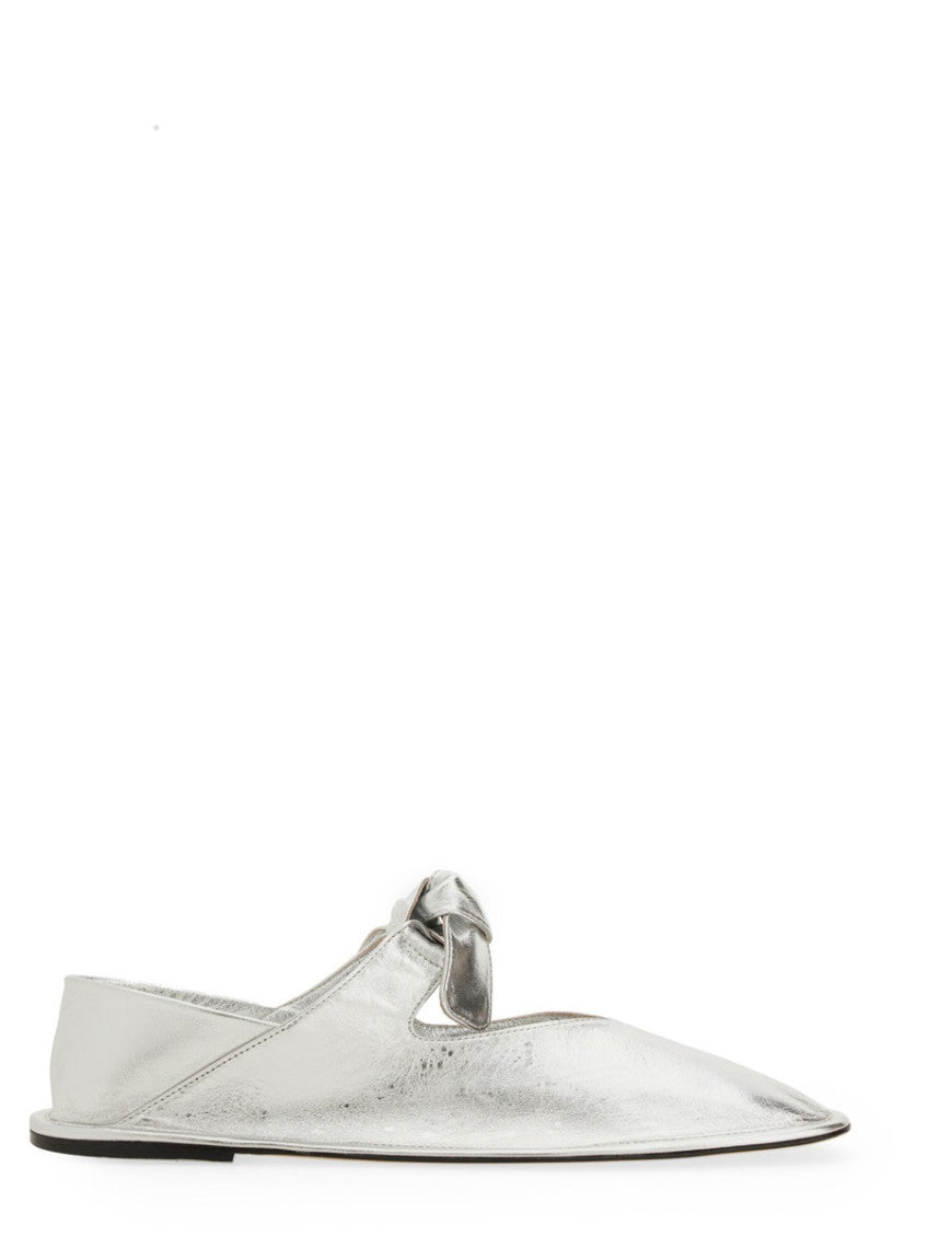 Silver  Leather Ballet Flats 2