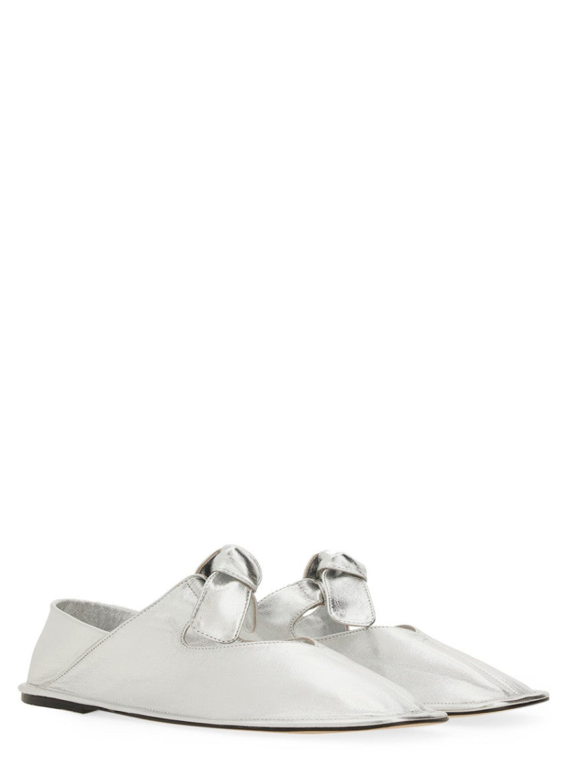 Silver  Leather Ballet Flats 3