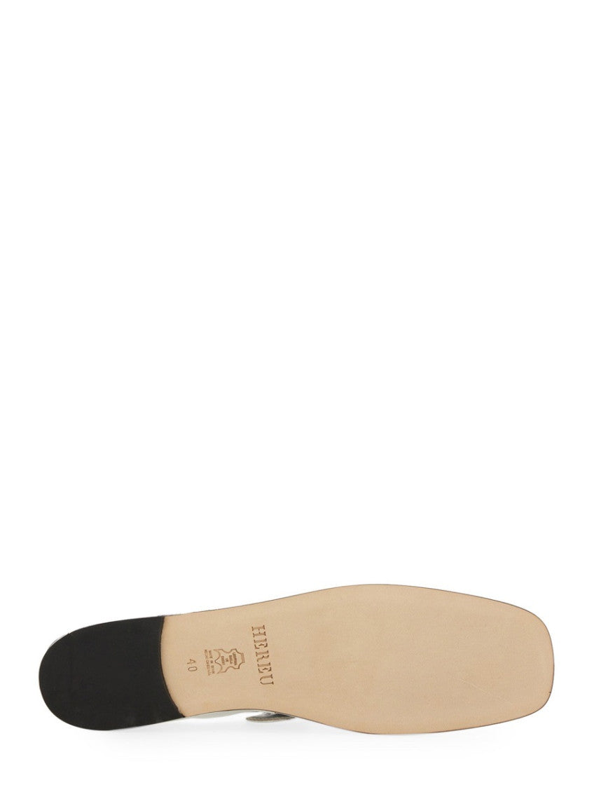 Silver  Leather Ballet Flats 6