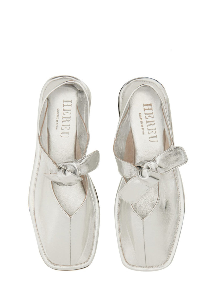 Silver  Leather Ballet Flats 7