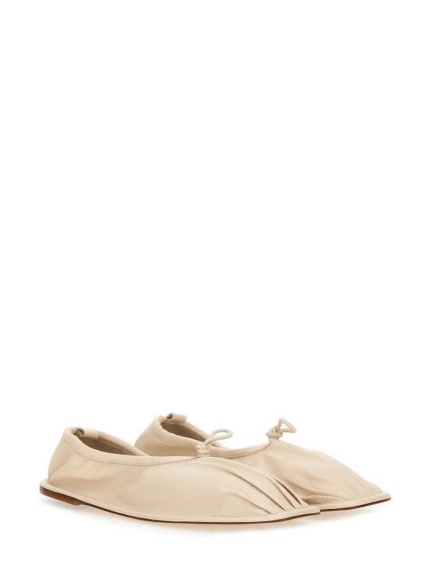 Beige Leather Ballet Flats 2