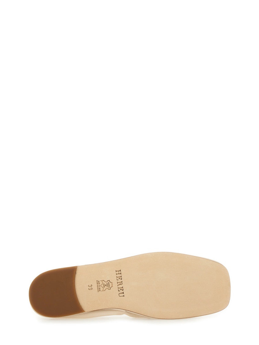 Beige Leather Ballet Flats 5
