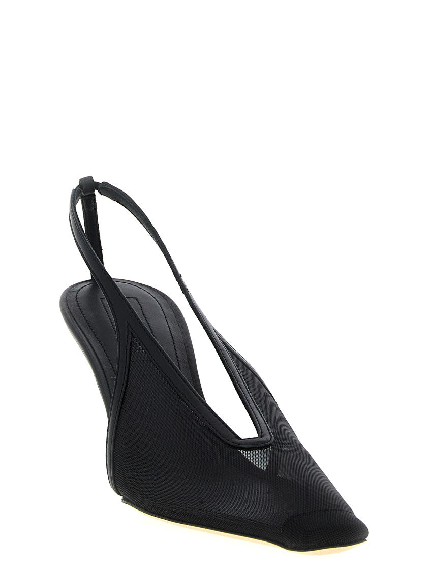 Black Mesh Slingback Pumps 2