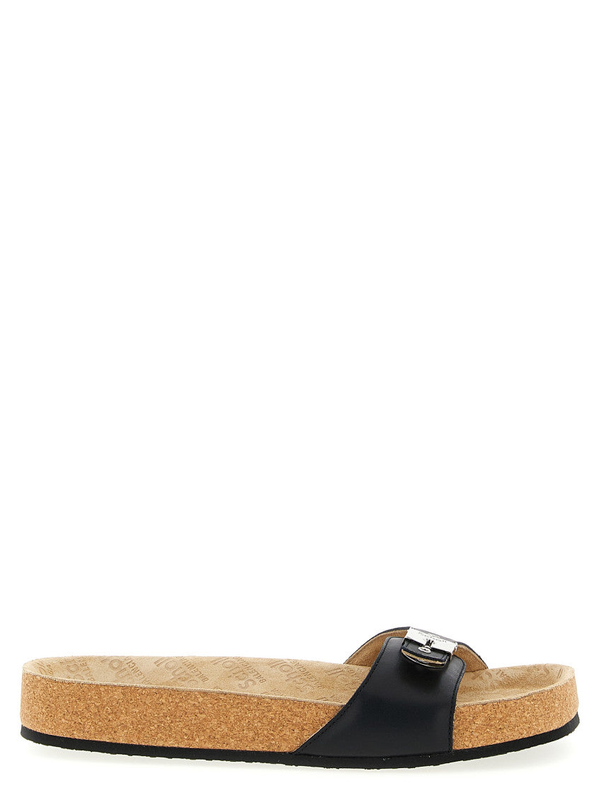 Black Slip On Sandals 1