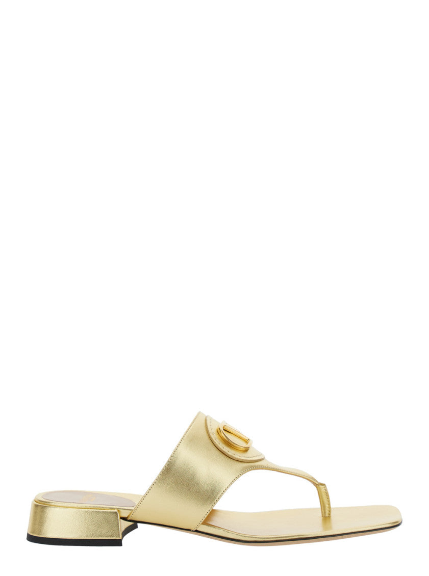 Golden Slip On Sandals 1