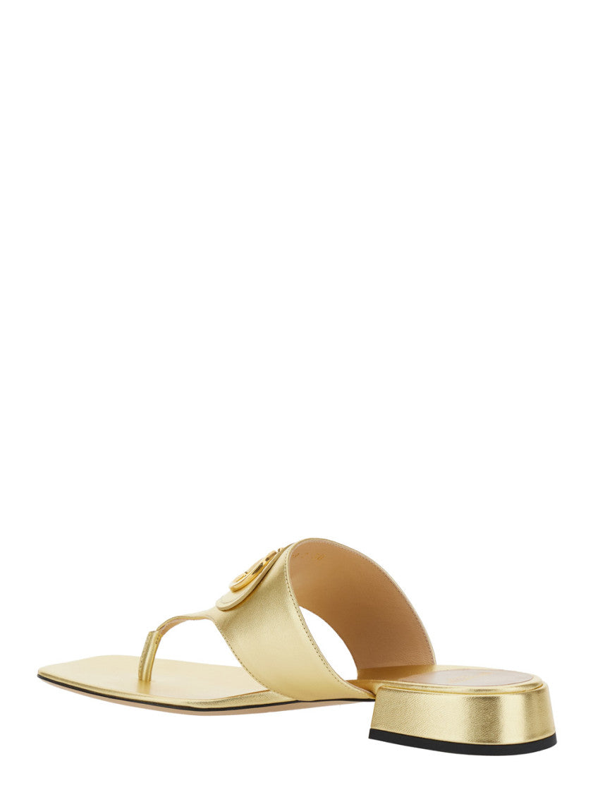 Golden Slip On Sandals 3