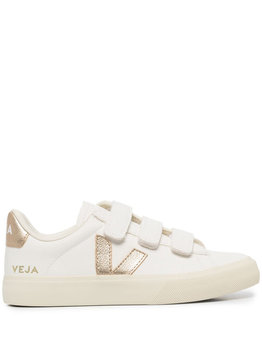 White Gold Logo Sneakers 1