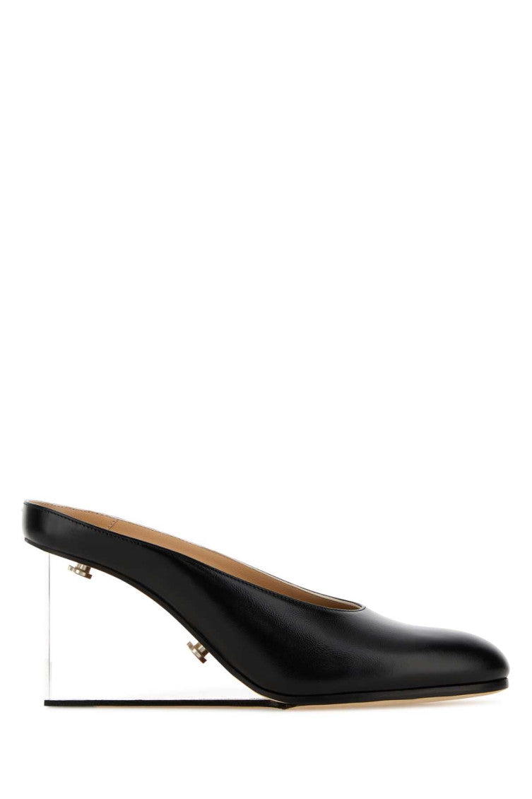 Black Plexi Leather Wedges 1