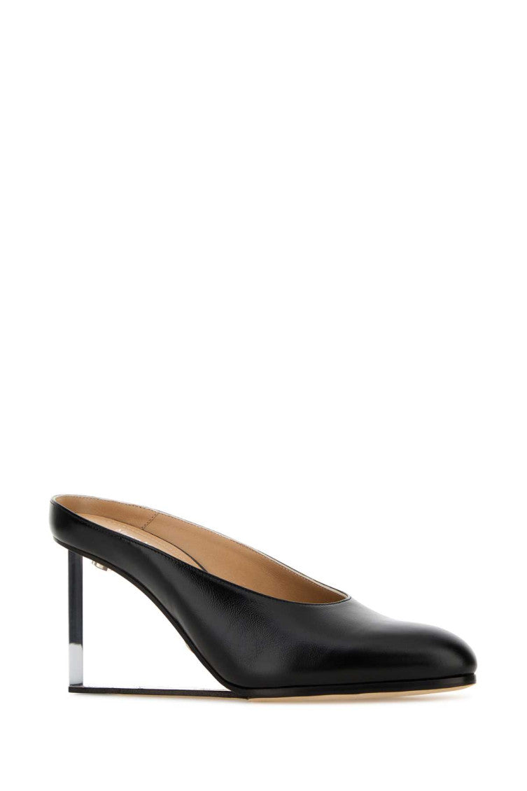 Black Plexi Leather Wedges 2