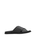 Black Logo Leather Slides 1