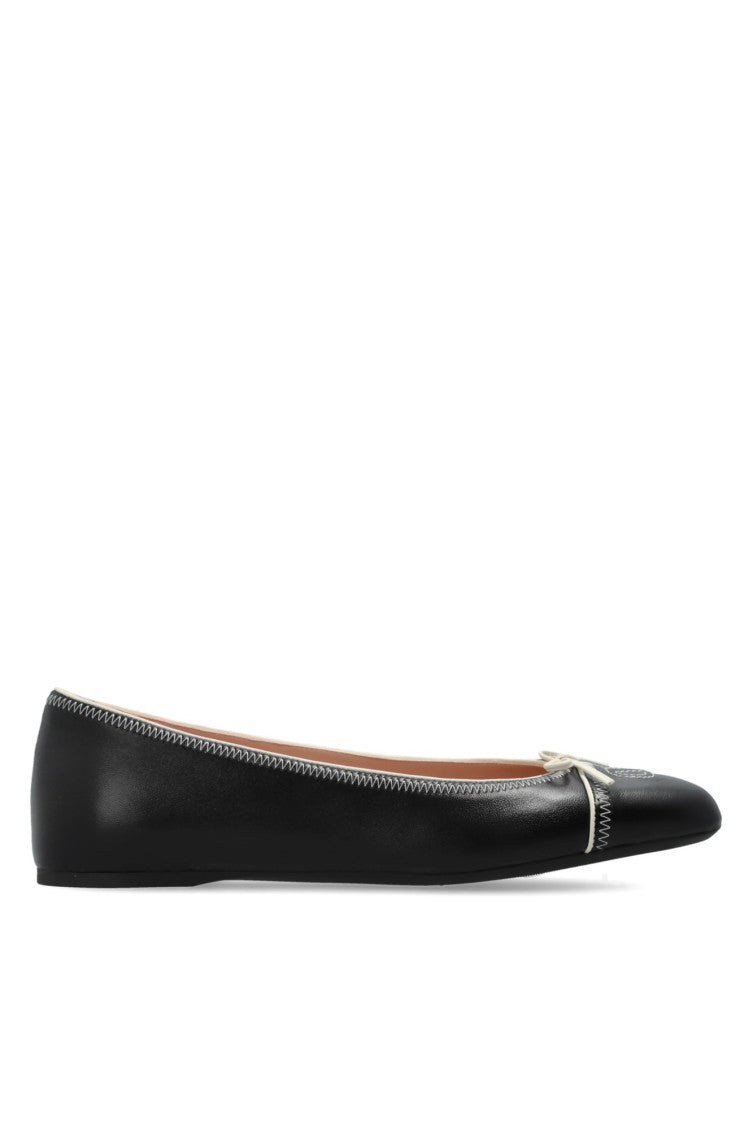 Black Leather Ballet Flats 1