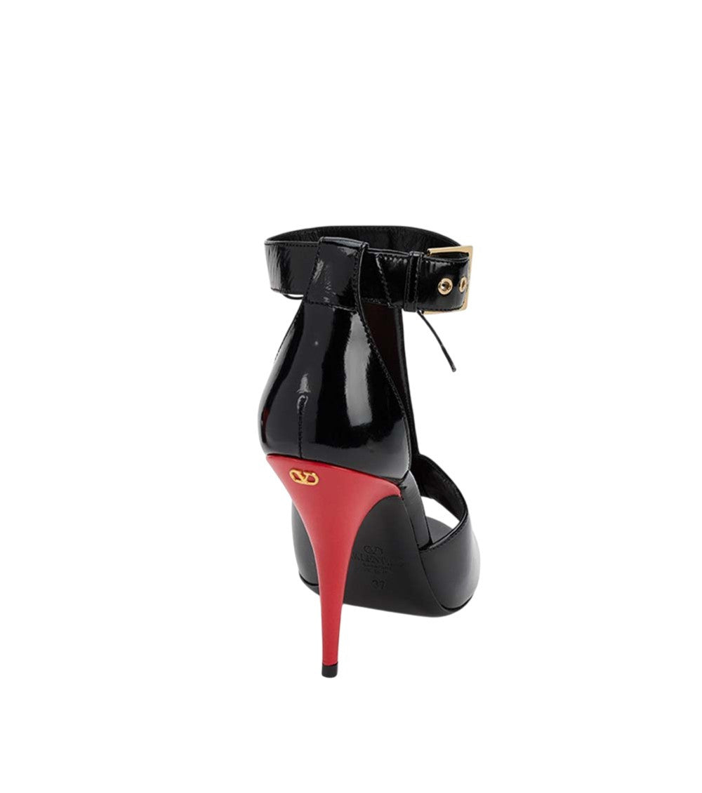 Black Open-toe Lace-up Heels 3