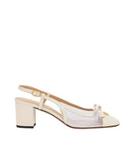 White Slingback Logo Pumps 1