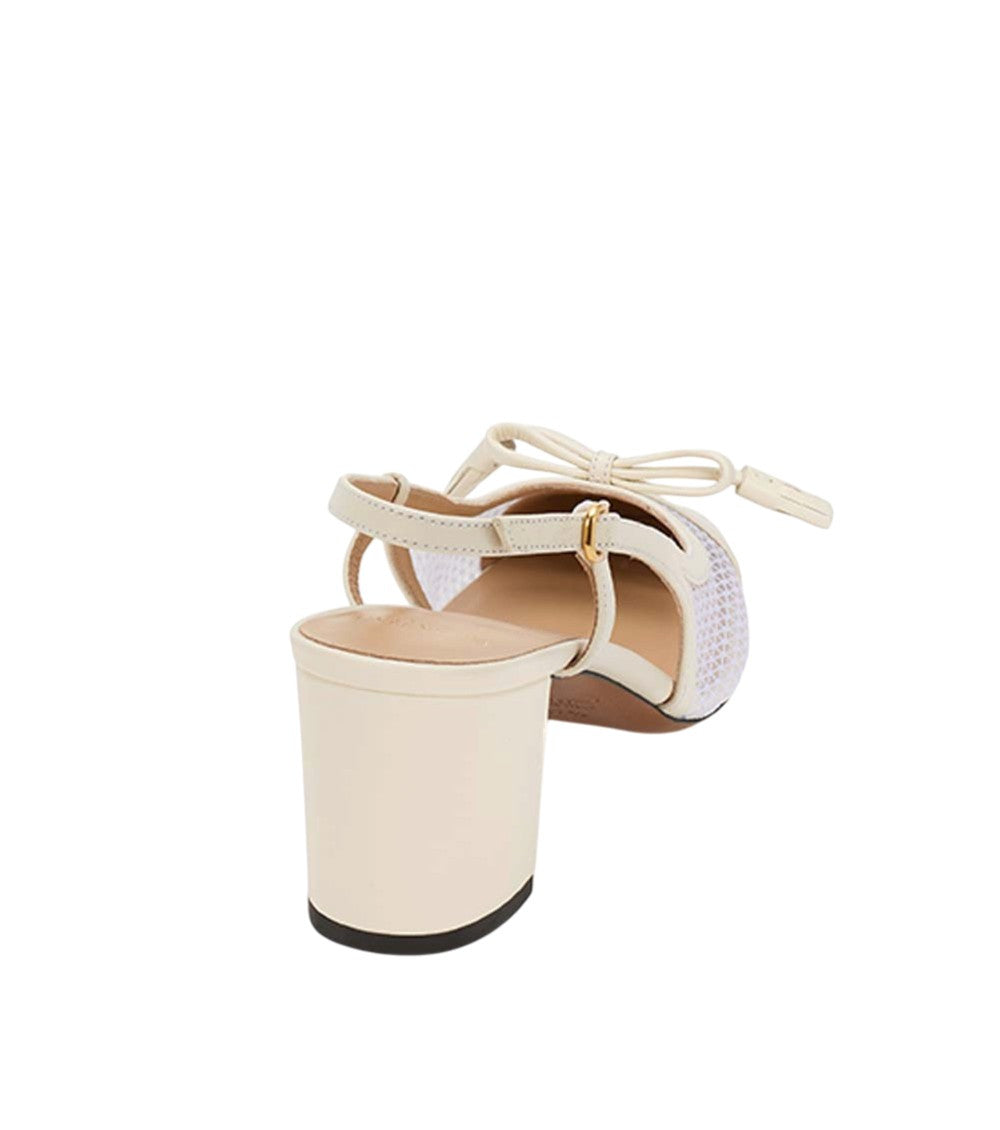 White Slingback Logo Pumps 3