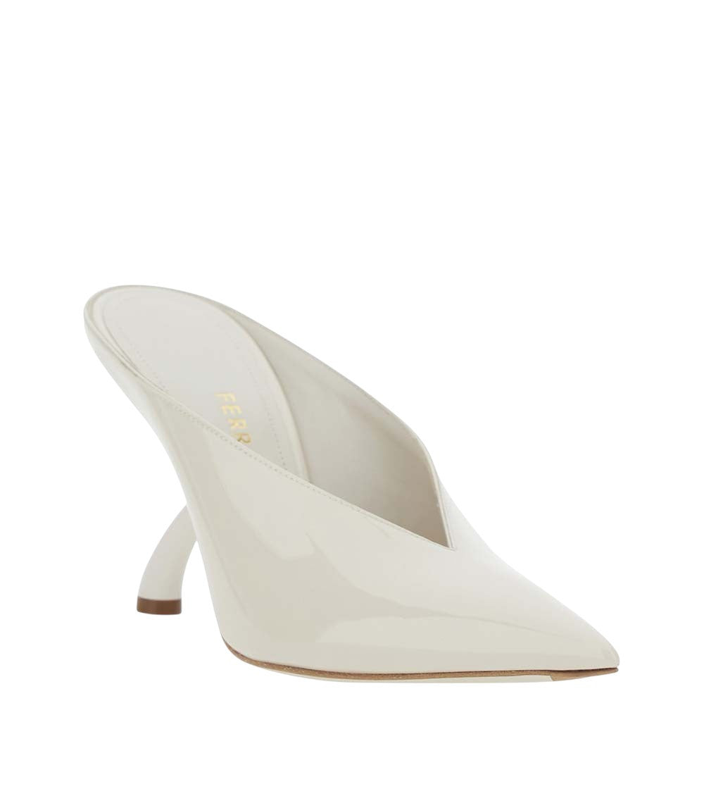 White Pointed-toe Mules 2