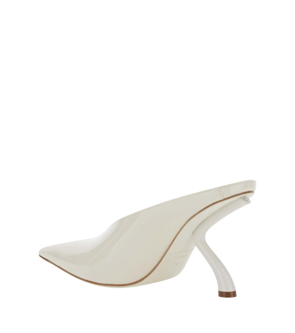 White Pointed-toe Mules 3