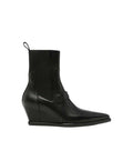 Black Leather Wedge Boots 1