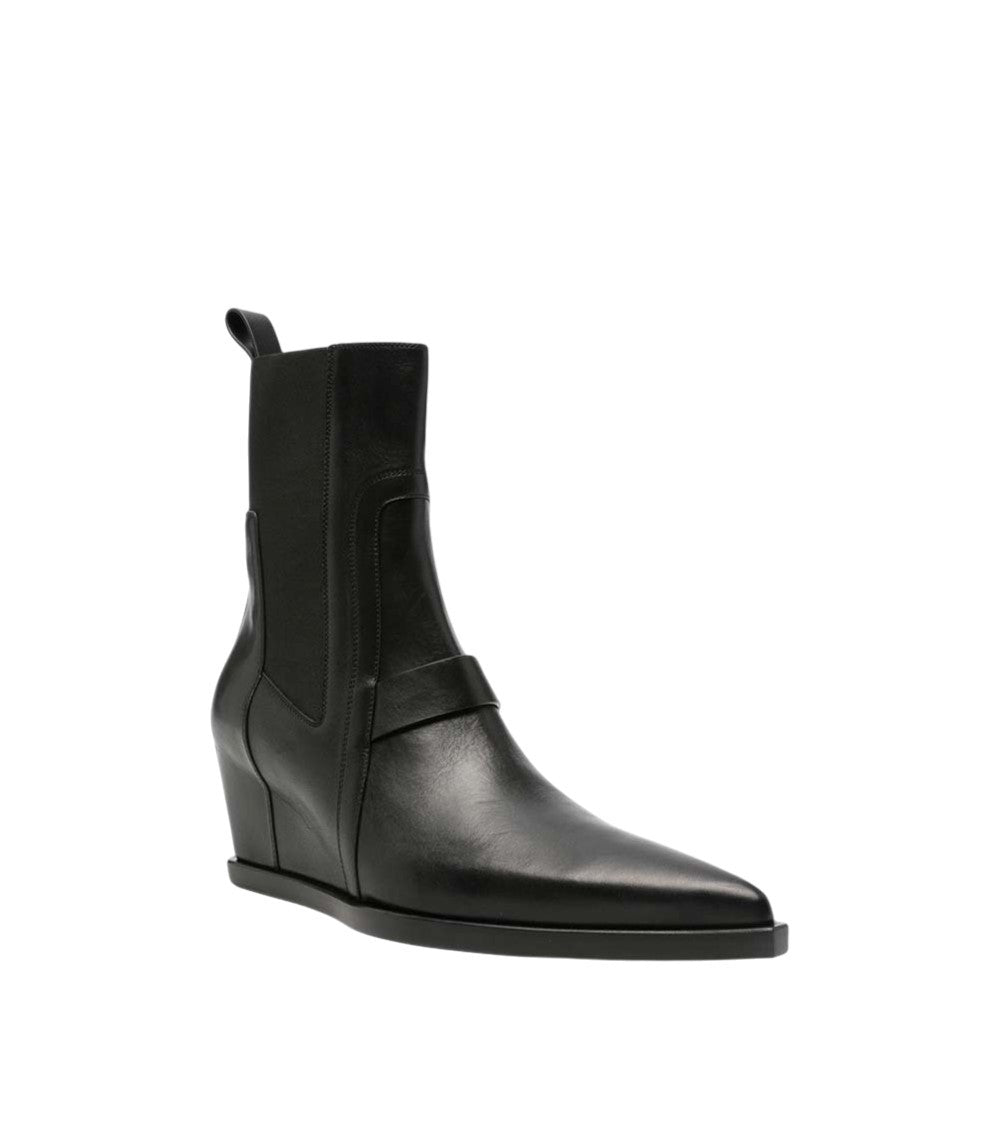 Black Leather Wedge Boots 2