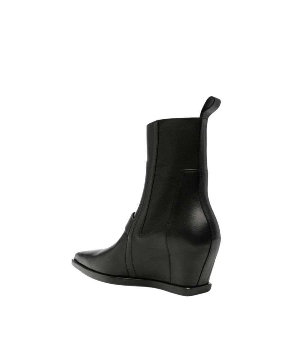 Black Leather Wedge Boots 4