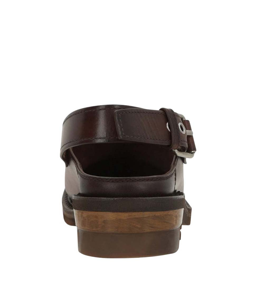 Brown Leather Buckle Mules 4