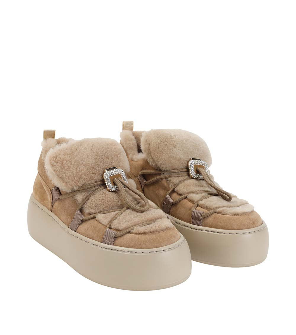 Beige Snow Lace-Up Sneakers 3